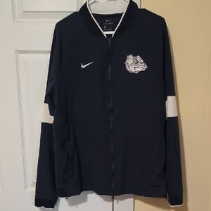 Nike Navy Athletic Full-Zip Jacket with White Accents and Bulldog Patch